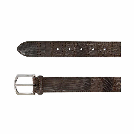 Mid brown lizard skin belt with stitches