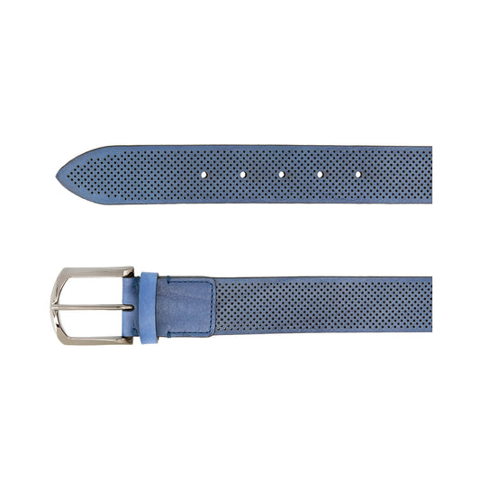 Azur Blue Holed Calf Leather Belt