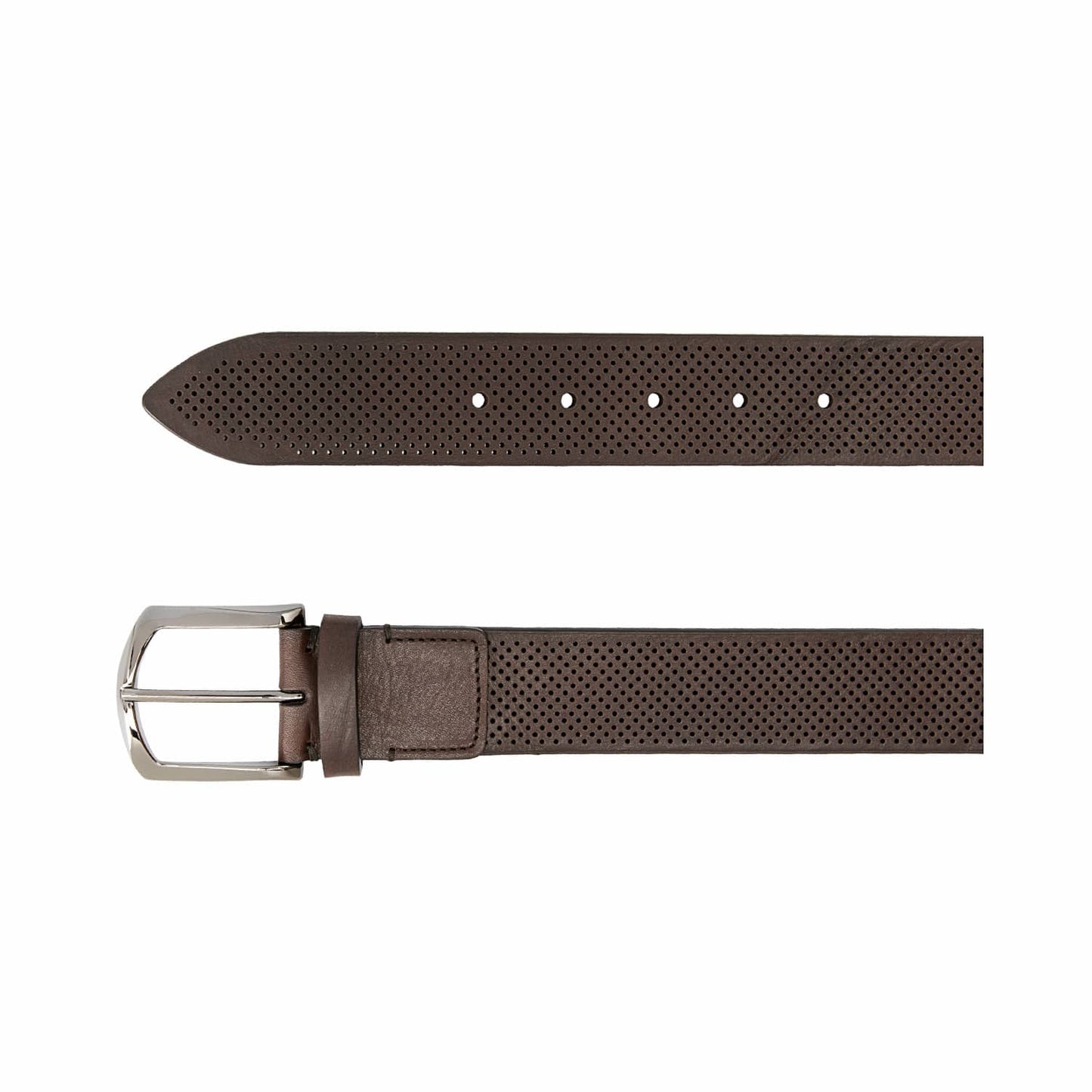 Dark Brown Holed Calf Leather Belt