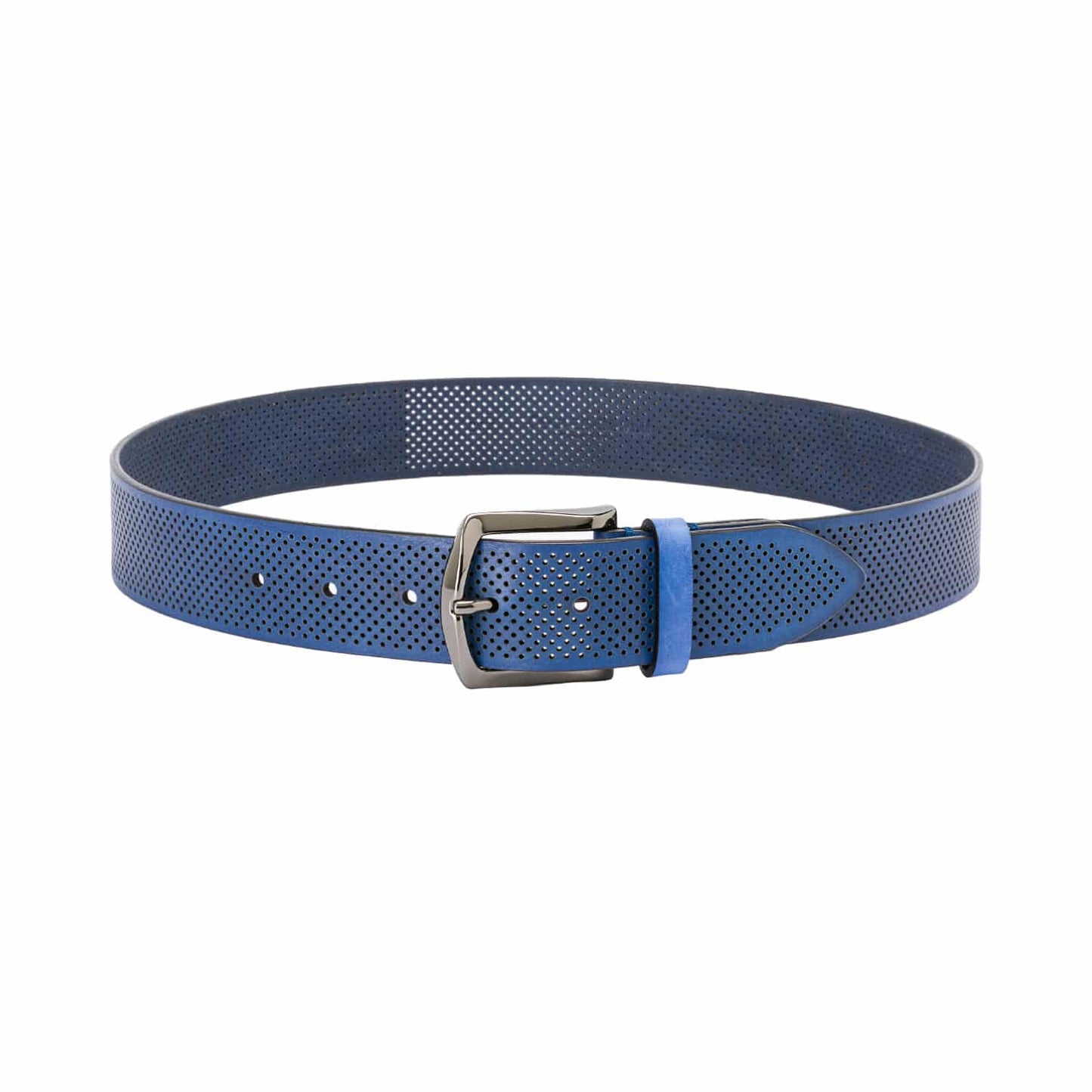 Azur Blue Holed Calf Leather Belt