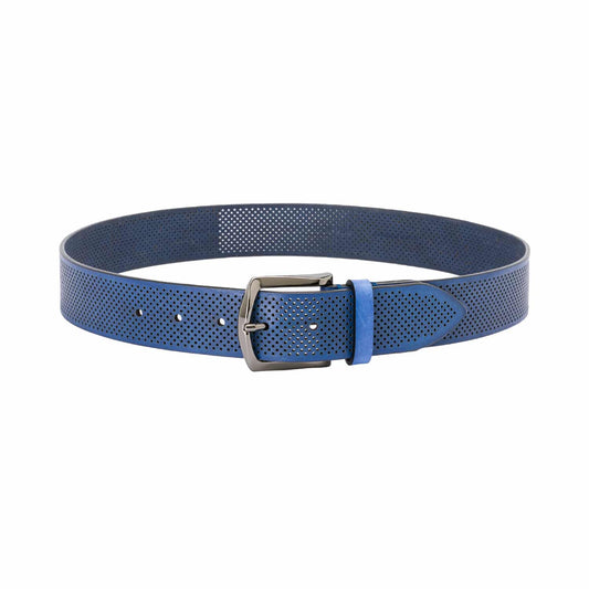 Azur Blue Holed Calf Leather Belt
