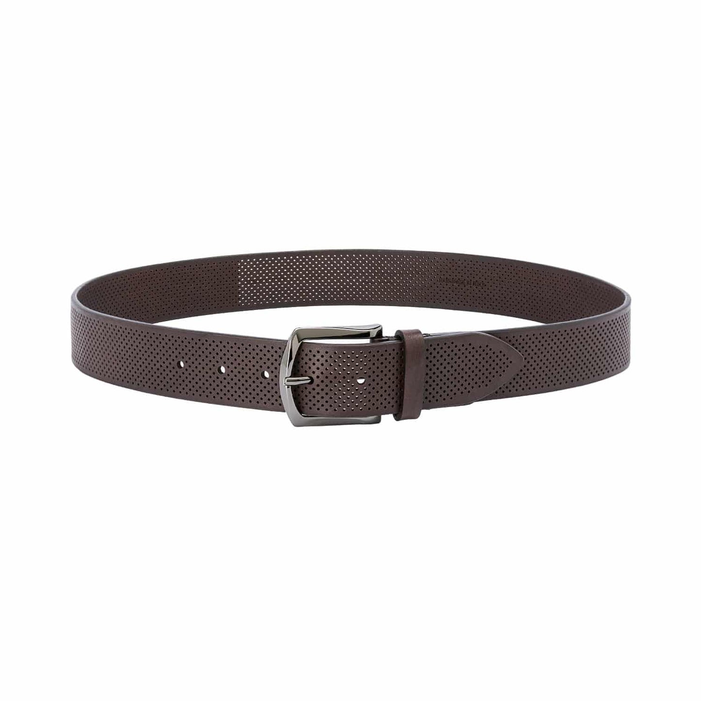 Dark Brown Holed Calf Leather Belt