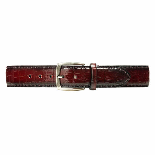 Burgundy Crocodile Leather Belt – Stitches