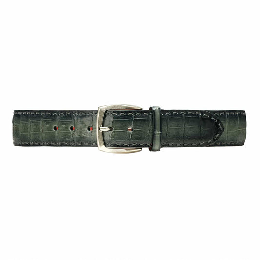Dark Green Crocodile Leather Belt – Stitches