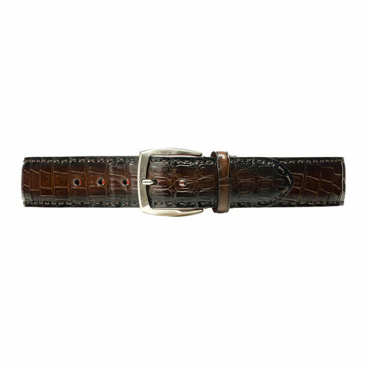 Brown Crocodile Leather Belt – Stitches