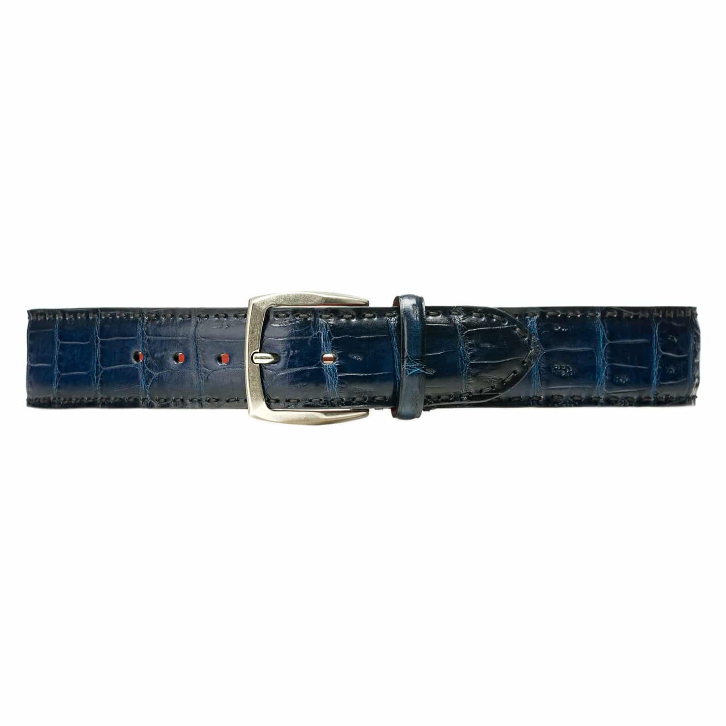 Dark Blue Crocodile Leather Belt – Stitches