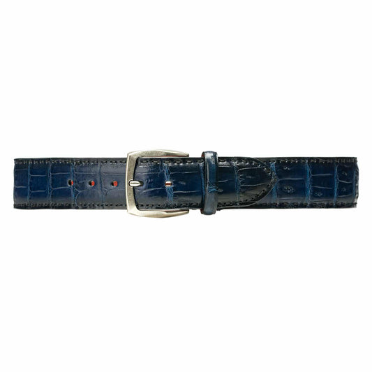Dark Blue Crocodile Leather Belt – Stitches