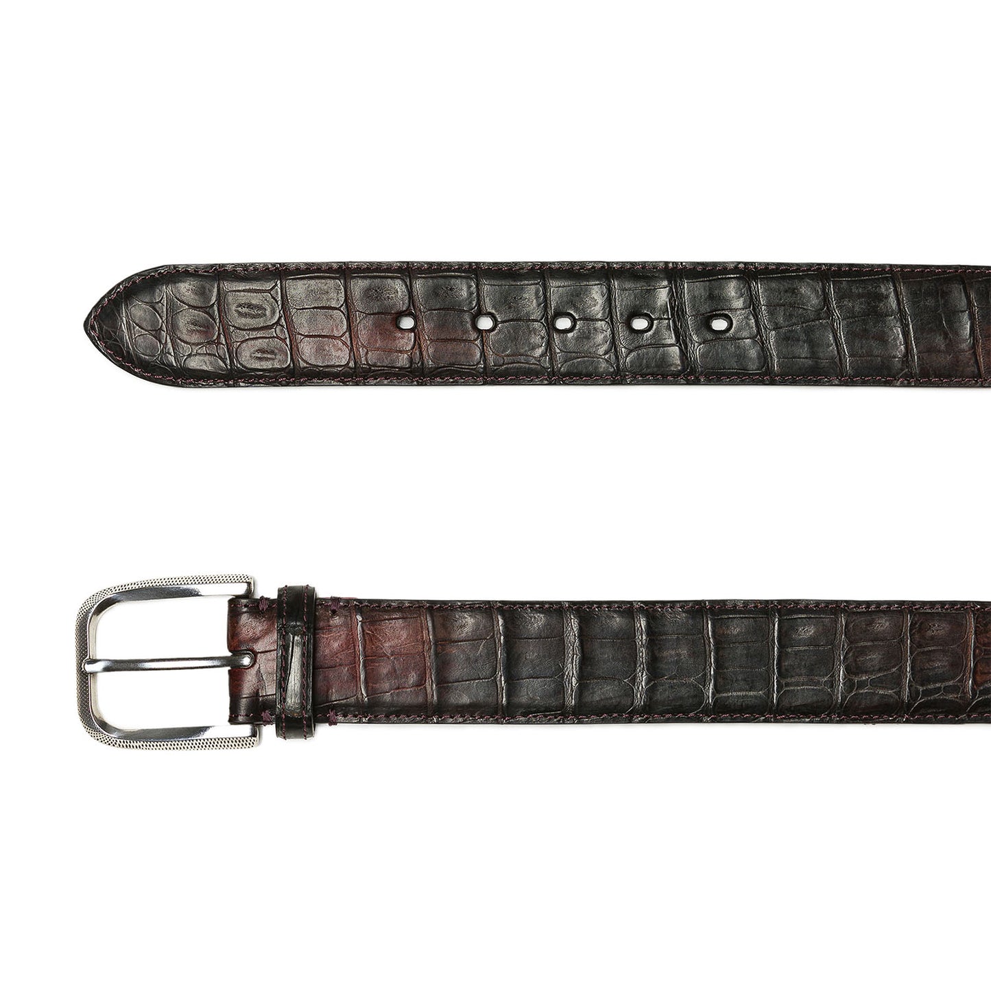 Dark Burgundy Crocodile Leather Belt