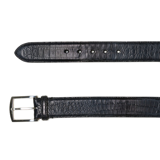 Dark blue lizard skin belt