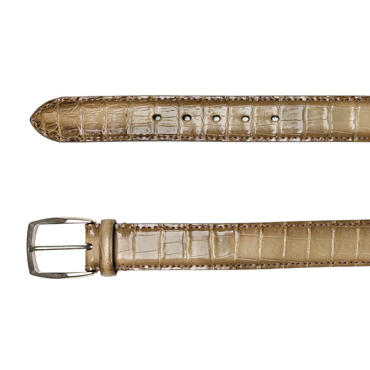 Beige Crocodile Leather Belt – Stitches