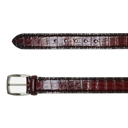 Burgundy Crocodile Leather Belt – Stitches