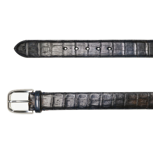 Blue Brown Crocodile Leather Belt
