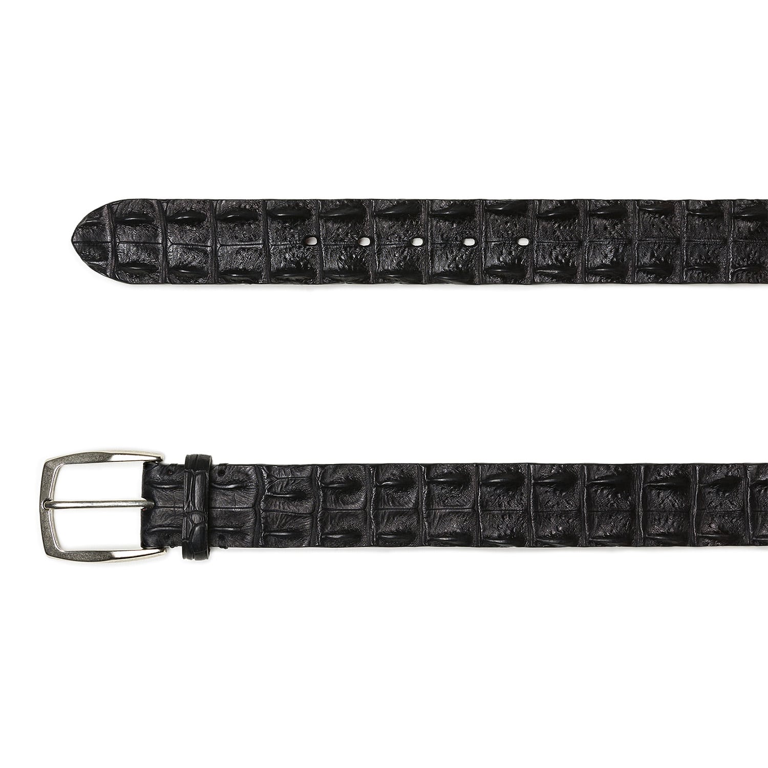 Black Dorsal Crocodile Leather Belt - Todeschini Como